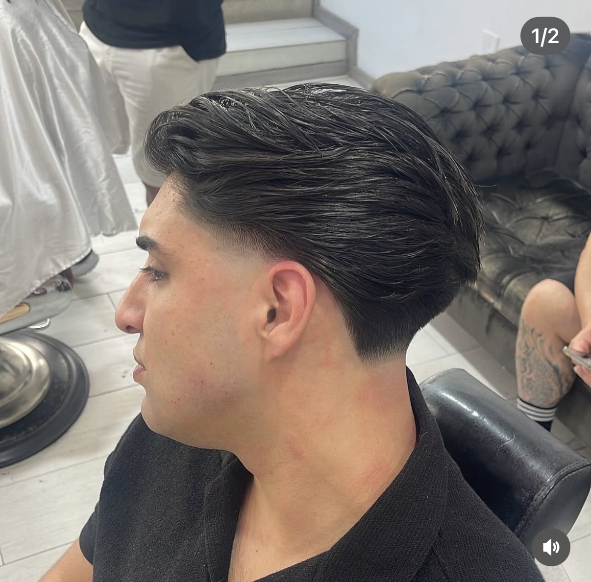 Volume e acabamento lateral — trabalho da Barbearia do Miguel